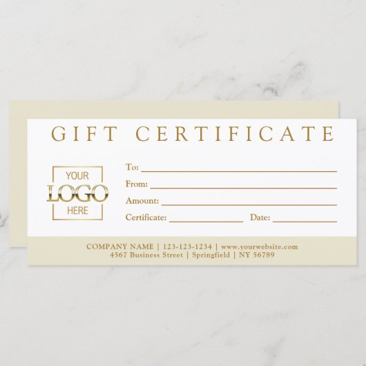 Elegant Simple Custom Business Gift Certificate (Vorne/Hinten)