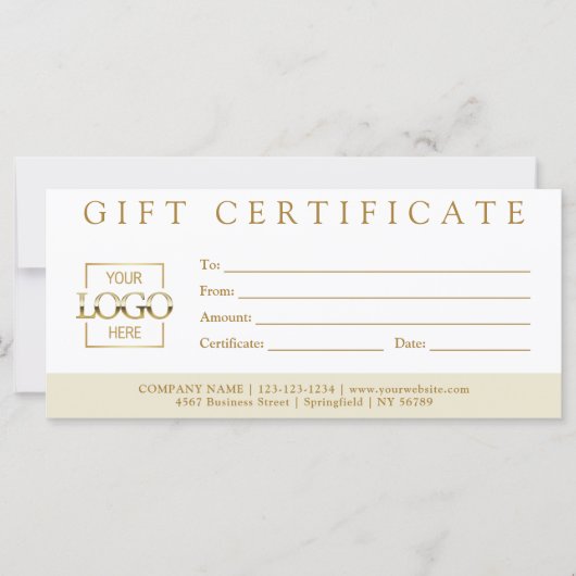 Elegant Simple Custom Business Gift Certificate (Vorderseite)