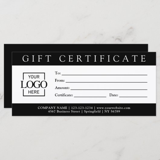 Elegant Simple Custom Business Gift Certificate wi (Vorne/Hinten)