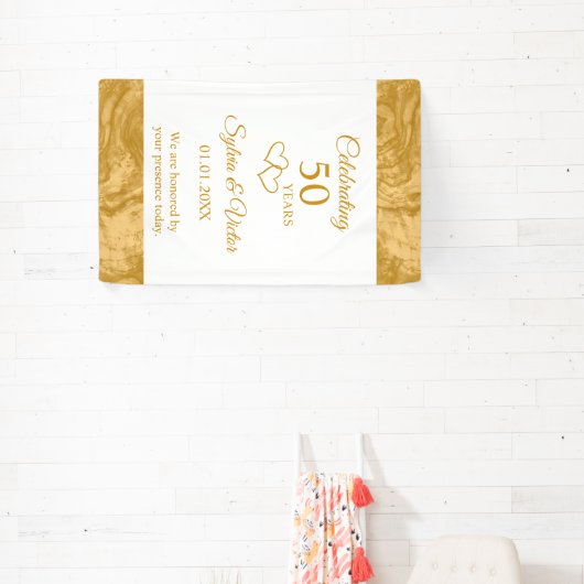 Elegant Simple Custom Gold 50-jähriges Party Banner (InSitu)