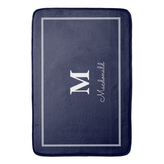 Elegant Simple Custom Monogram Badematte (Vorderseite Vertikal)