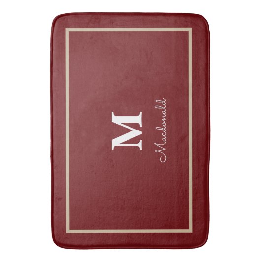 Elegant Simple Custom Monogram Badematte (Vorderseite Vertikal)
