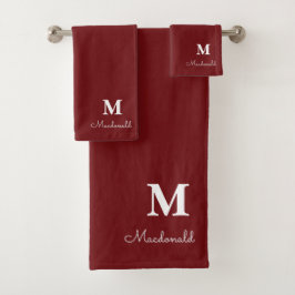 Elegant Simple Custom Monogram Badhandtuch Set