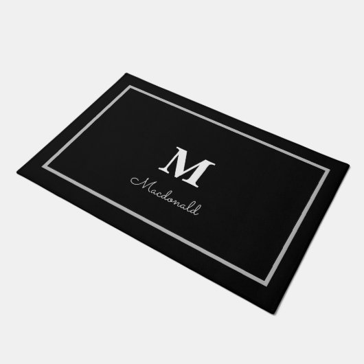 Elegant Simple Custom Monogram Fußmatte (Schrägansicht)