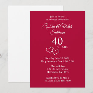 Elegant Simple Custom Ruby 40-jähriges Party Einladung