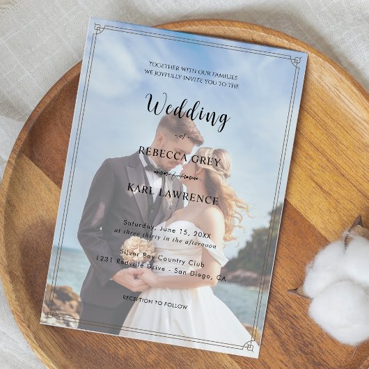 Elegant Simple Customizable Photo Wedding  Einladung