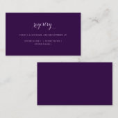 Elegant Simple Dark Lila Wedding Registry Begleitkarte (Vorne/Hinten)