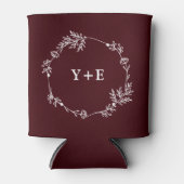 Elegant Simple Deep Burgundy Monogrammed Wedding Dosenkühler (Vorderseite)