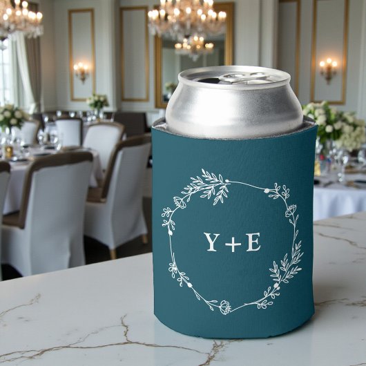 Elegant Simple Deep Teal Monogrammed Wedding Dosenkühler