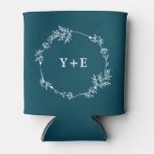 Elegant Simple Deep Teal Monogrammed Wedding Dosenkühler (Vorderseite)