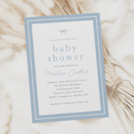 Elegant Simple Dusty Blue Boys Baby Shower Einladung