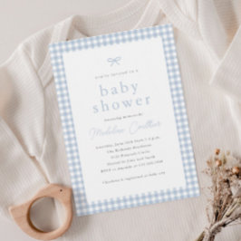 Elegant Simple Dusty Blue Boys Baby Shower Einladung