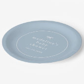 Elegant Simple Dusty Blue Boys Baby Shower Pappteller (Schrägansicht)