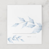 Elegant Simple Dusty Blue Foliage Platzkarte (Außenseite Aufgefaltet)
