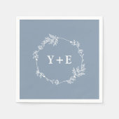 Elegant Simple Dusty Blue Mit Monogramm Wedding Serviette (Vorderseite)