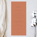 Elegant Simple Dusty Orange   Terracotta Monogram Menükarte<br><div class="desc">schlankes Menü,  um der Sammlung zu entsprechen *Wenn Sie mehr Papieroptionen wünschen,  kann dieses Design in ein schlankes Programm übertragen *oder für weitere Hilfe kontaktieren Sie mich</div>