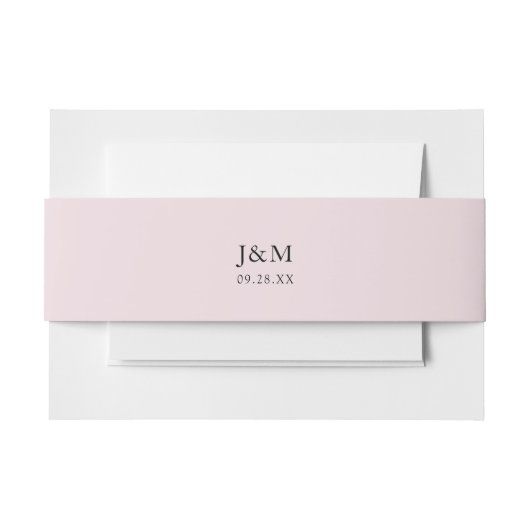 Elegant Simple Dusty Pink Initials Wedding Einladungsbanderole (Vorderseite Beispiel)