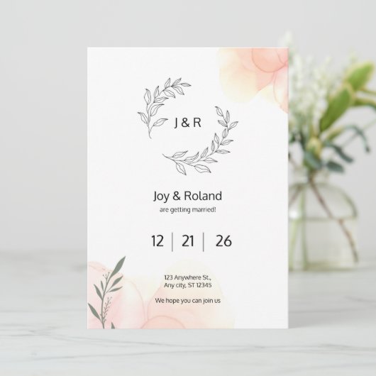 Elegant Simple Einladung (Stehend Vorderseite)