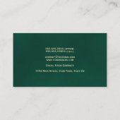 Elegant Simple Emerald Green & Gold Beruflich Visitenkarte (Rückseite)