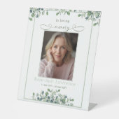 Elegant Simple Eucalyptus Photo In loving memory Sockelschild (Vorderseite)