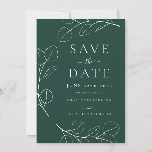 Elegant Simple Eucalyptus Sprig Wedding Save The Date (Vorderseite)