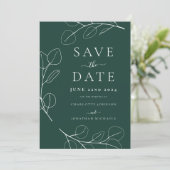 Elegant Simple Eucalyptus Sprig Wedding Save The Date (Stehend Vorderseite)