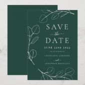Elegant Simple Eucalyptus Sprig Wedding Save The Date (Vorne/Hinten)