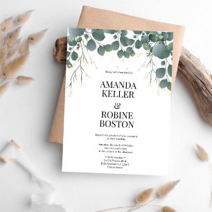 Elegant Simple Eucalyptus Wedding Einladung