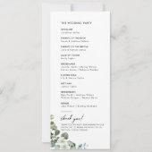 Elegant Simple Eukalyptus Greenery Wedding Program Einladung (Rückseite)