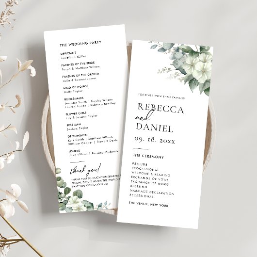 Elegant Simple Eukalyptus Greenery Wedding Program Einladung