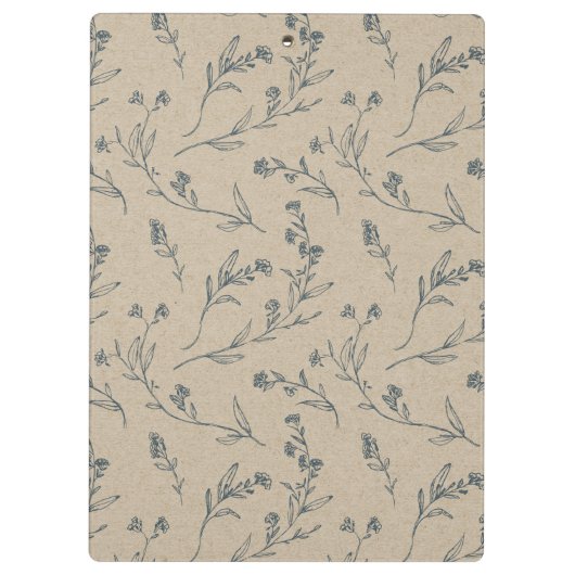 Elegant Simple Floral Laurel Wreath Monogram Klemmbrett (Rückseite)