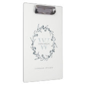 Elegant Simple Floral Laurel Wreath Monogram Klemmbrett (Rechts)