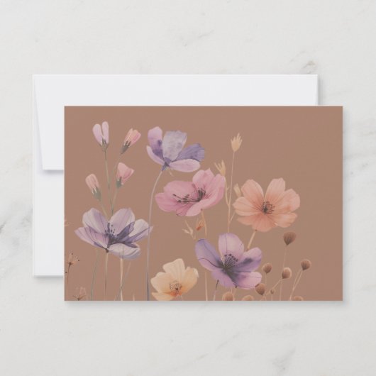 Elegant Simple Floral Mocha Wedding RSVP Response (Rückseite)