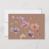 Elegant Simple Floral Mocha Wedding RSVP Response Karte (Rückseite)