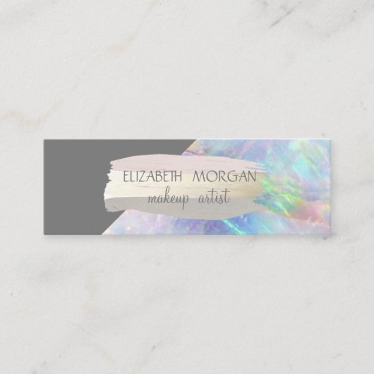 Elegant Simple Foil Brush Stroke Opal Mini Visitenkarte (Vorderseite)