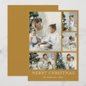 Elegant Simple Foto Collage Weihnachten Gold (Vorne/Hinten)