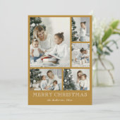 Elegant Simple Foto Collage Weihnachten Gold (Stehend Vorderseite)