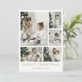 Elegant Simple Foto Collage Weihnachten Gold (Stehend Vorderseite)