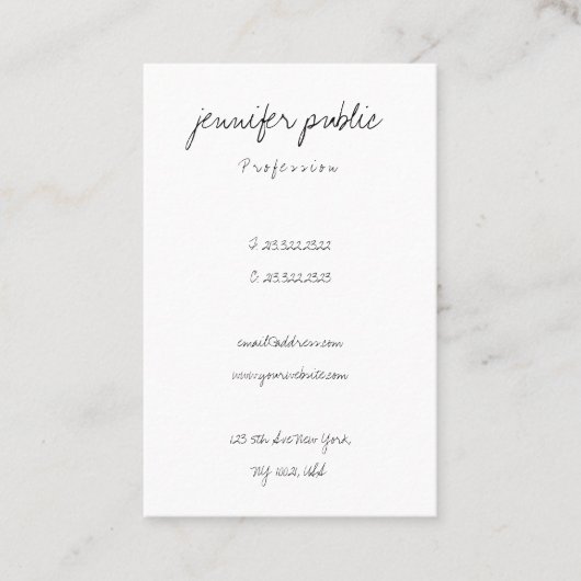 Elegant Simple Freehand Script Modern Minimalistis Visitenkarte (Vorderseite)