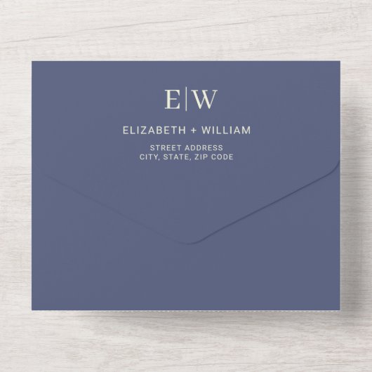 Elegant Simple Future Dusk mit Monogram Wedding All In One Einladung (Rückseite)