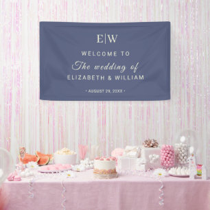 Elegant Simple Future Dusk mit Monogram Wedding Banner