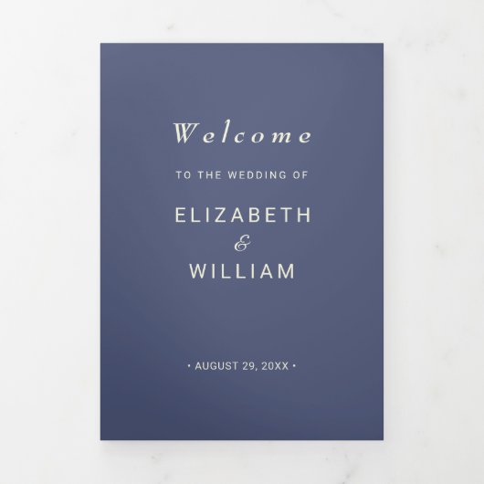 Elegant Simple Future Dusk mit Monogram Wedding Dreifach-gefaltete Programmkarte (Cover)