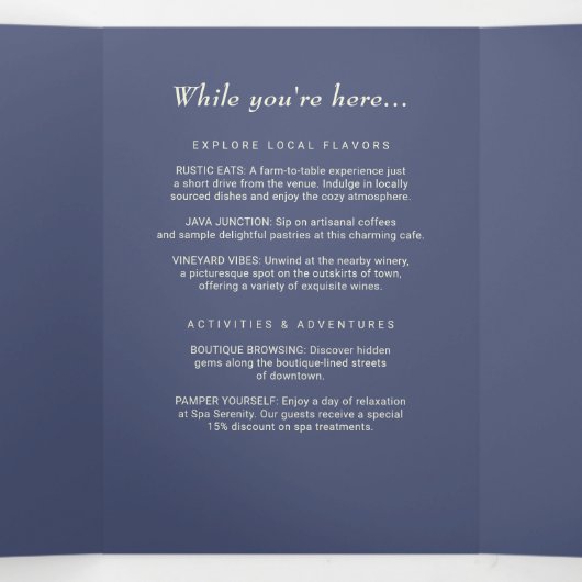 Elegant Simple Future Dusk mit Monogram Wedding Dreifach-gefaltete Programmkarte (Innenseite Mitte)