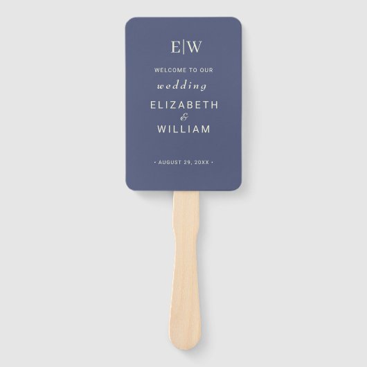 Elegant Simple Future Dusk mit Monogram Wedding Fächer (Vorderseite)