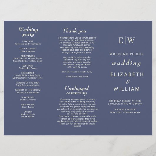 Elegant Simple Future Dusk mit Monogram Wedding Flyer (Vorne)