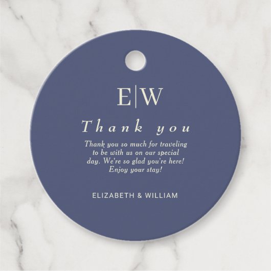 Elegant Simple Future Dusk mit Monogram Wedding Geschenkanhänger (Vorderseite)