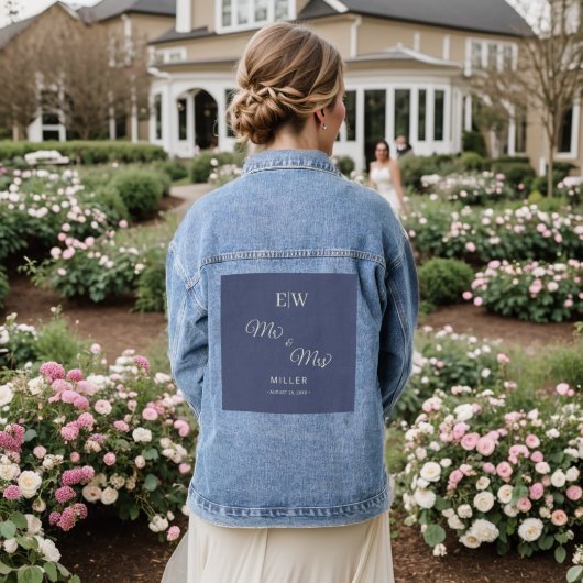 Elegant Simple Future Dusk mit Monogram Wedding Jeansjacke (Hochzeit Rückseite)