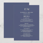 Elegant Simple Future Dusk mit Monogram Wedding Menükarte (Vorne/Hinten)