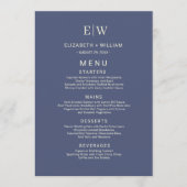 Elegant Simple Future Dusk mit Monogram Wedding Menükarte (Vorderseite)