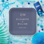 Elegant Simple Future Dusk mit Monogram Wedding Pappteller (Party)